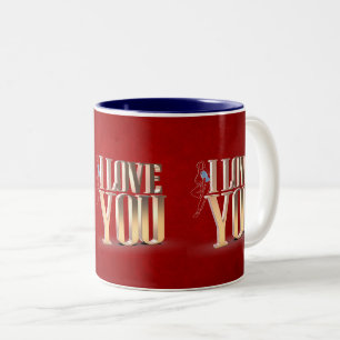 Taza Bicolor El día de San Valentín Red 3D Te Amo