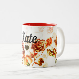 Taza Bicolor El día de San Valentín Red Rose Custom Name Mug Cu