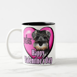 Taza Bicolor El día de San Valentín Schnauzer en miniatura