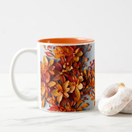 Taza Bicolor El diseño de patrón floral naranja