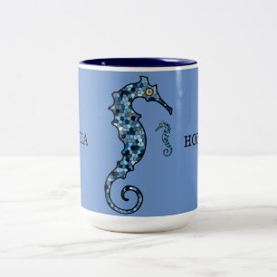 Taza Bicolor El diseño del caballo marino