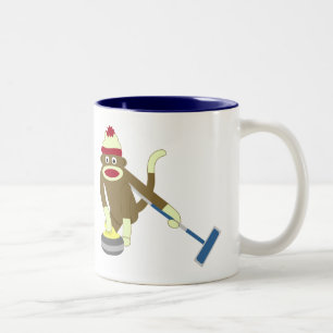 Taza Bicolor El encresparse olímpico del mono del calcetín