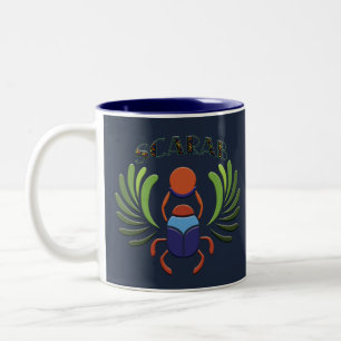 Taza Bicolor El escarabajo egipcio Scarab. Clásico de Egipto