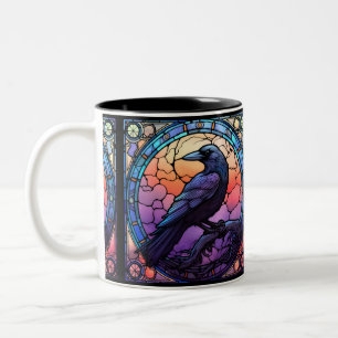 Taza Bicolor El Espantador Vidrio Manchado Raven