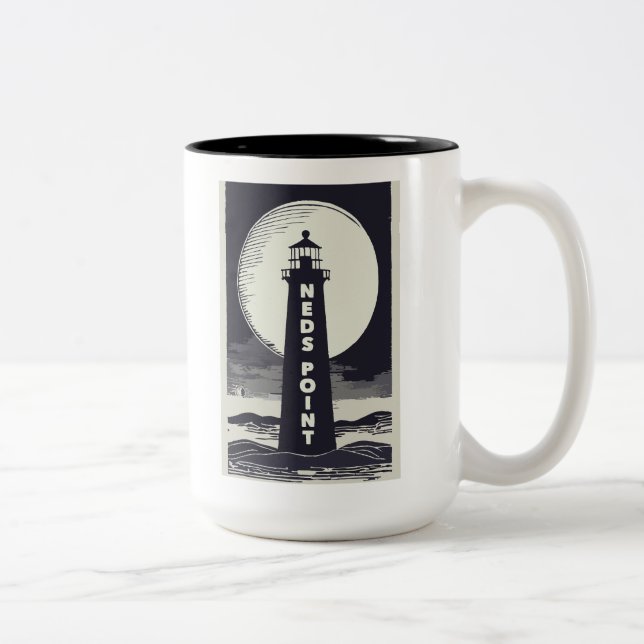 Taza Bicolor El faro Point de Ned, la luna de Massachusetts (Derecha)