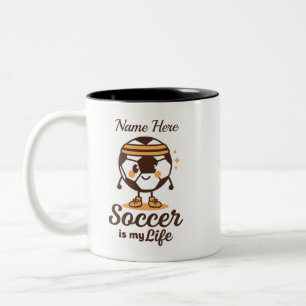 Taza Bicolor El fútbol es mi vida Nombre Personalizado