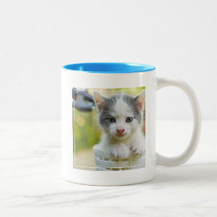 Taza Bicolor El gatito monta una bici