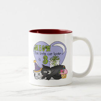 Taza Bicolor El gato ama el tercer cumpleaños camisetas y regal