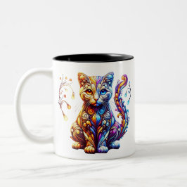 Taza Bicolor El gato brillante vibrante
