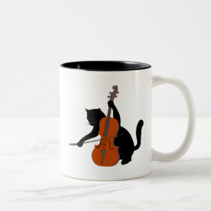 Taza Bicolor El gato, el violín, el gato y la música me hacen