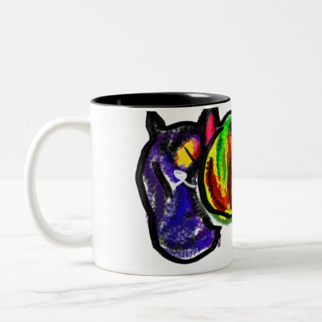 Taza Bicolor El gato negro espera el otoño (Izquierda)
