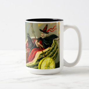 Taza Bicolor El gato negro y la bruja de Halloween
