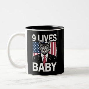 Taza Bicolor El gato Trump 9 vive un gato gracioso de Trump