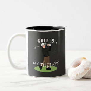 Taza Bicolor 'El golf es mi terapia' Paz Enfoque Alegría Motiva