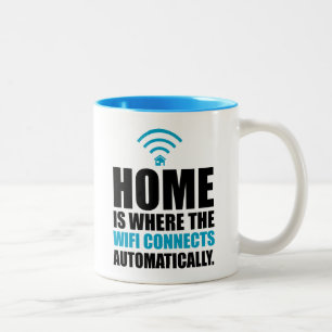 Taza Bicolor El hogar es donde el Wi-Fi conecta automáticament