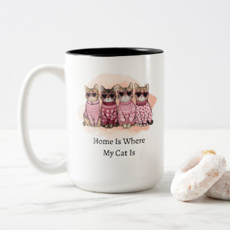 Taza Bicolor El Hogar Es Donde Mi Gato Es El Café Mug