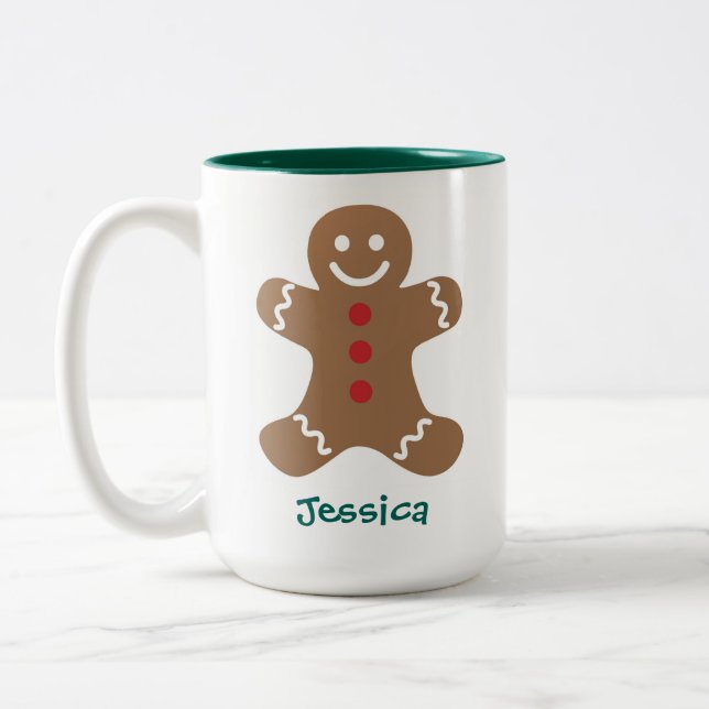 Taza Bicolor El hombre de jengibre lindo personalizado (Izquierda)
