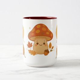Taza Bicolor El hongo del otoño en el follaje acogedor