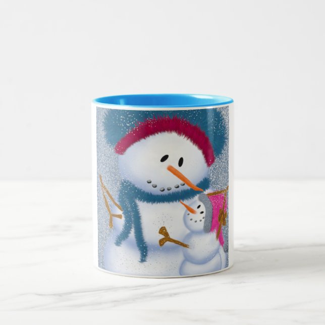 Taza Bicolor El Ilustracion SnowMomma Y SnowGirl (Centro)