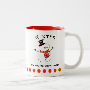 Taza Bicolor El Invierno De Snowman Cute Me Hace Feliz La Nieve