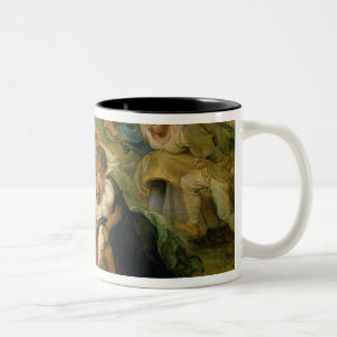 Taza Bicolor El Kermesse, detalle de los campesinos que bailan,