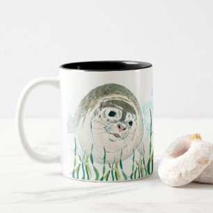 Taza Bicolor El León Marítimo Cuto y Feliz Natación