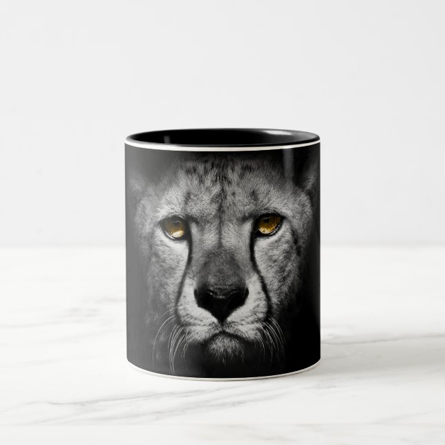 Taza Bicolor El leopardo, blanco y negro, impresionante (Centro)