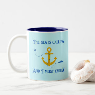 Taza Bicolor El mar está llamando y debo navegar