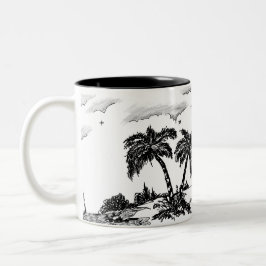 Taza Bicolor El mar tranquilo y solitario, pero aún así tomamos