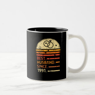 Taza Bicolor El mejor marido desde 1991, el día retro del padr