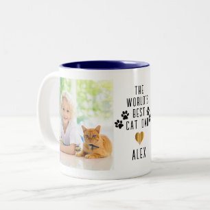 Taza Bicolor El mejor papá del gato del mundo del Relieve metal