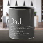 Taza Bicolor El mejor papá, papi, definición de padre del mundo<br><div class="desc">Personaliza a tu padre, papá o padre especial para crear un regalo único para el día del padre, cumpleaños, Navidades o cualquier día que quieras mostrar lo que significa para ti. Una manera perfecta de mostrarle lo increíble que es cada día. Incluso se puede personalizar el fondo a su color...</div>