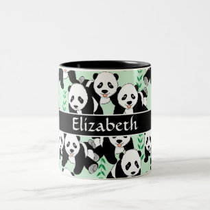 Taza Bicolor El modelo gráfico de los osos de panda personaliz