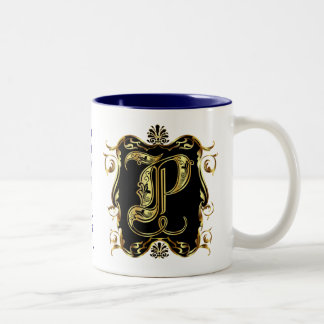 Taza Bicolor El monograma P uno de una opinión de la clase