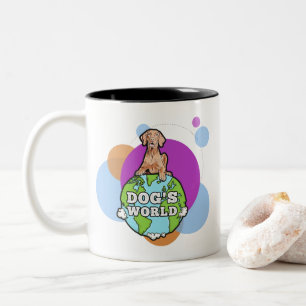 Taza Bicolor El mundo del perro con los círculos