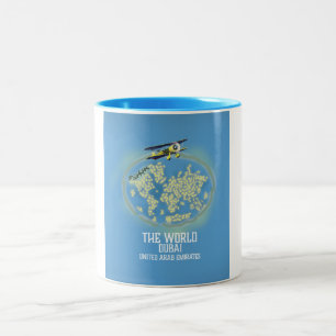Taza Bicolor El Mundo Dubai Emiratos Árabes Unidos mapa