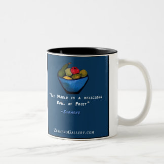 Taza Bicolor El "mundo es un cuenco de fruta" por Zermeno