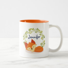 Taza Bicolor El Naranja suave Fox con la corona de las hojas ve