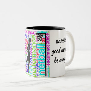 Taza Bicolor El Netball coloca palabras y cita de motivación