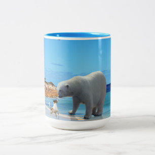 Taza Bicolor El Oso Polar En La Playa,