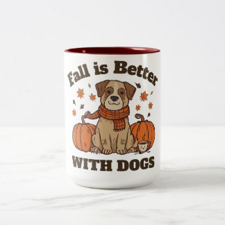 Taza Bicolor El otoño es mejor con perros – Amante de los cacho