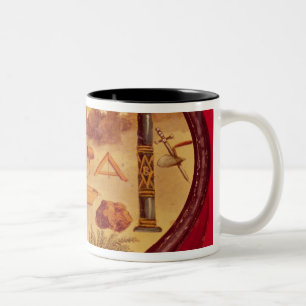 Taza Bicolor El óvalo pintó la caja, con símbolos del