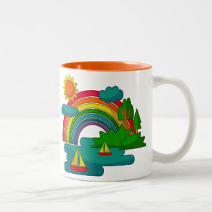 Taza Bicolor El paisaje de los viajes en barco bajo las nubes d