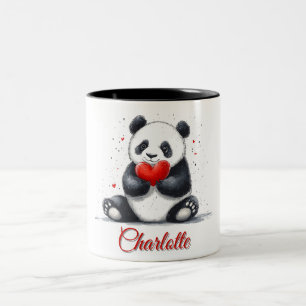 Taza Bicolor El Panda lindo con el nombre de Personalizable