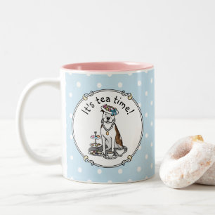 Taza Bicolor El perro del Fiesta del té Pit Bull (lt romano le