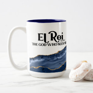 Taza Bicolor El Roi El Dios que me ve Monograma de Mármol de l