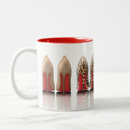 Taza Bicolor El rojo basa los estiletes en el leopardo, negro,