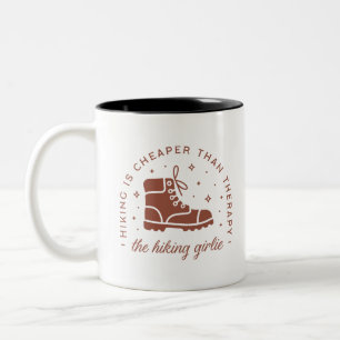 Taza Bicolor El senderismo es más barato que la chica que hace