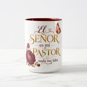 Taza Bicolor El Señor es mi Pastor Nada me Falta   Spanish Chri