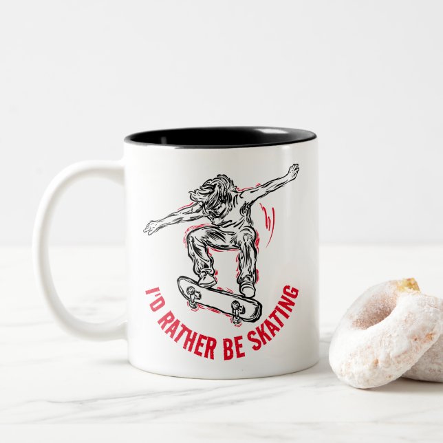 Taza Bicolor El Skater Hace Mediodía, Más Que Patinar (Con donut)